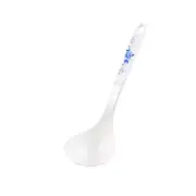 Home Flower Print Plastic Soup Rice Ladle Serving Spoon Skimmer White
