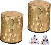 TOYANDONA 2 Sets Box Leather Satin Dice Cup Anti-Slip Dice Cup Game Dice Cup De Dados Dice Party Favors Dice Rolling Cup Pub Dice Game Toys Bar Dice Cup Dice Cup Kit Golden Pu Leather