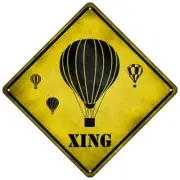 Air Balloon Xing Novelty Yellow Mini Metal Road Notice 8" Cross Crossing Sign