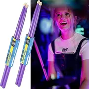 5A Drumsticks 2 Pairs, 5A Maple Wood Drum Sticks, Non-Slip Drumsticks, 5A Wood Tip Maple Wood Drumsticks For Adults/Students/Kids, Purple