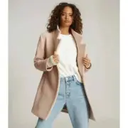 REISS Sicily Wool Blend Mid Length Coat US10