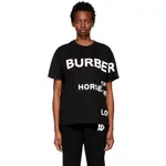 BURBERRY BLACK OVERSIZED 'HORSEFERRY' T-SHIRT【MF SHOP】