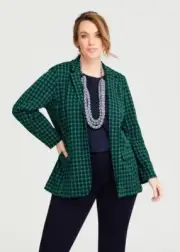 *New* VIRTUELLE Taking Shape Green Black Houndstooth Blazer Jacket SIZE 16