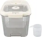 Airtight Rice Storage Container with Measuring Cup Transparent Plastic Food Bin for Cereal Flour Beans Multipurpose Kitchen Organizer Space Saving Design (FuchookylDVXbrkN-11)