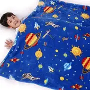 [Lukeight] Toddler Blanket for Boys and Girls, 380 GSM Thick Kids Blanket for Birthday Gifts, Cozy Baby Blanket, Plush Receiving Blanket (Space, 50x60 Inches)