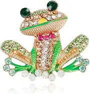 [Comelyjewel] Frog Brooch Pins for Women Men, Enamel Rhinestone Colorful, Alloy, Rhinestone, Enamel
