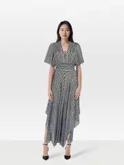 Blue Abstract Maxi Dress With Slip