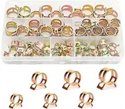 60Pcs Spring Hose Clamp Assortment kits, Fuel Line Silicone Vacuum Hose Pipe Clamp, Low Pressure Air Tube Clamps Fastener, Spring Band Type Action Hose Clamps Pipe Clamp