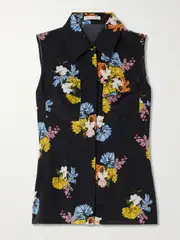 [Emilia Wickstead] Emilia Wickstead - Navanne Floral-print Silk Crepe De Chine Blouse - Black - UK 14 UK 14 Black