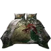 Fantasy Art Beautiful Redhead Green Fairy and Her Dragon Coverlet