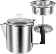 DJAPWPX Stainless Steel Coffee Percolator Portable Coffee Maker Percolator with Glass Knob 6 Cup Fast Brew Outdoors Camping Coffee Pot for Gas Stove