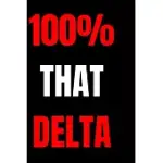 100% THAT DELTA: BLANK LINED JOURNAL; DELTA SIGMA THETA MERCHANDISE; DELTA SIGMA THETA PARAPHERNALIA; 1913