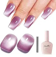 Imtiti Plum Purple Cat Eye Gel Nail Polish with Magnet, Holographic Glitter Shimmer Translucent UV Gel Polish for Nail Art Soak Off UV LED