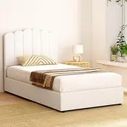 Artiss Bed Frame King Single Size Mattress Base Upholstered Boucle White FION