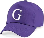 [4sold] Girls Hats Adjustable Size, Alphabet A-Z Embroidered Vintage Cap Cotton School Snapback Trucker Cotton Summer Sun Purple
