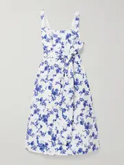 [Carolina Herrera] Carolina Herrera - Belted Floral-print Faille Midi Dress - White - US2 US 2 White