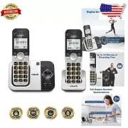 Full-Duplex Cordless Phone System with 2 Handsets & Big Buttons - Easy Viewing
