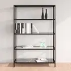 NNEVL Console Table Black Marble and Transparent 100x36x168 cm Tempered Glass