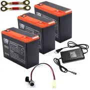 3 Pack 12V 24AH 6-DZM-20 Battery + Charger Electric Scooter Golf Cart Buggy Quad