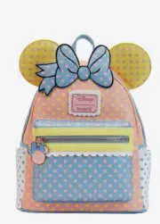 Loungefly Disney Minnie Mouse Pastel Polka Dot Figural Mini Backpack New