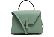VALEXTRA Iside Micro $3850 Eucalipto Green Crossbody Bag New And Authentic