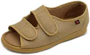 [Mei MACLEOD] Women's House Slippers with Open Toe Adjustable Closure Comfortable Flat Shoes for Edema Hammer Toe Swollen Feet Indoor Outdoor