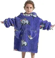 Cozy Blanket Hoodie,Wearable Blanket Hoodie for Kids | Hoodie Blanket with Pockets and Sleeves, Teen Wearable Blankets 1 Size, Plush Portable Warm Travel for Children Helves