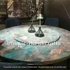 Amazonite Round Coffee Table, Marble Granite Semi Precious Hallway Table Decor