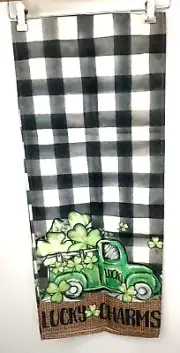 St Patty's Day 13" x 60 "Lucky Charms Black White Plaid Table Runner NIP