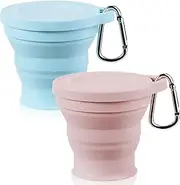 2pcs Collapsible Cup, Silicone Folding Cup for Travel, Retractable Cup with Lid, Portable Outdoor Folding Cup