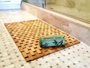Natural Bamboo bath mat & bamboo fiber hand towel
