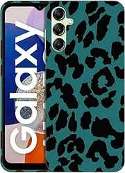 [GlamCase] for Samsung Galaxy A14 5G / 4G, Samsung Galaxy A14 5G / 4G Case - Teal Leopard Design Printed Sleek Cute Plastic Hard Protective Designer Back Phone Case/Cover for Samsung A14 5G / 4G
