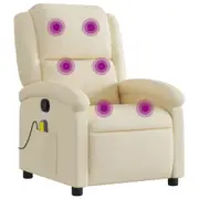 vidaXL Massage Recliner Chair Cream Fabric