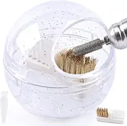 Nail Drill Bits Cleaner Brush Case Accessories, Nail Art Cleaner Tool Case with Steel & Nylon Wire Brush for Cleaning Tungsten Carbide Ceramic Nail Drill Bits Cuticle, White
