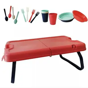 [Hare.D] 日本製 野餐桌組 塑膠折疊桌 折疊桌 附餐具 野餐 露營 小餐桌 外出便利