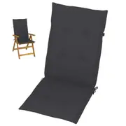 6pc Garden Chair Cushions Patio Seat Pad Long High Back 50cm Home Decor Charcoal