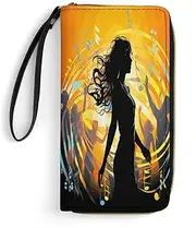 [BFGWK] Large Wallet Novelty Dance Music Printing Long Wallet With Zipper Leather Wallet Suitable For Both Men And Women, style, 19.7x10.5cm
