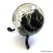 50mm (2") Natural Mineral Crystal Black Zebra Marble Rock Sphere - Collectors 1