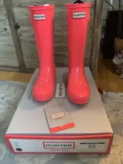 Hunter Original Glossy Rain Boots Hyper pink sz 4G/3B
