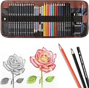 Sketching Pencil Set Drawing Pen Charcoal Sketch Kit Cover Graphite Pencils Charcoal Pencils Watercolour Pencils Paper Erasable Pen Beginners Artist Children and Adults(39pcs Art Supplies)