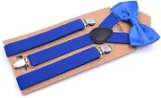 [SLEDEZ] Men's Suspender Bow Tie Set Unisex Straps Clip Elasticated Suspenders Straps Clip Bow Tie Set (Color : Colour 7, Size : Free Size)