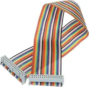 uxcell 1 Pcs 30 Pin Flat Rainbow Ribbon Cable FC/FC Female Connector 1FT 2.54mm Pitch Breadboard Jumper Wires for Electronic Projects