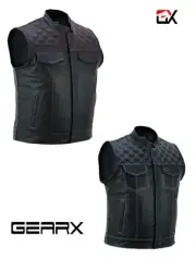 GearX Leather Vest for Cruiser Motorcycle Riders Waist coat Sons of Anarchy