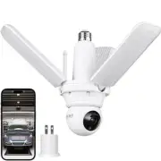 LED Garage Light Bulb with Camera, 2 in 1 Floodlight Security Camera 3-panel