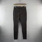 HUE l S Flocked Stretch Animal Leopard Shitake Tapered Leg Pocket Leggings Jeans