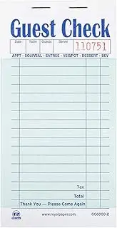Royal Green Guest Cheque Paper, Interleaved Carbon 2 Part Booked, Package of 10 Books