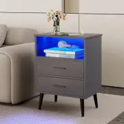 LED Bedside Table with Charging Station, Modern Bed Side Table with Human Body I