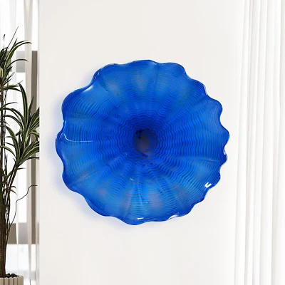 Hand Blown Glass Wall Plates Decor, Modern Unique Glass Wall Art, Murano Blown G