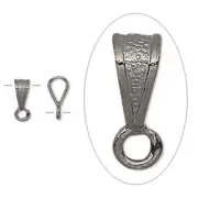 20 Gunmetal Plated Brass 7x4mm Textured Pendant Bails with Closed Loop *
