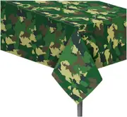 Army Camouflage Table Cover - Camo Green Tablecloth for Army Theme Birthday Party Decorations